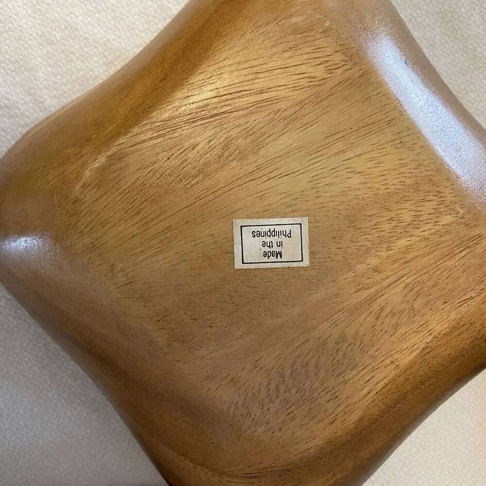 Wooden Bowls Square Rounded Corners marked Made in Philippines Set of 4